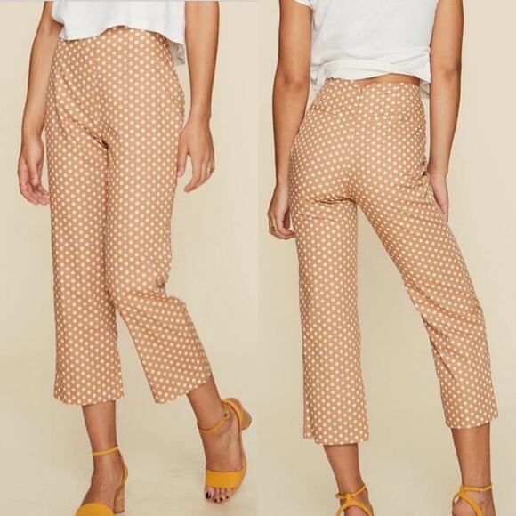 LPA Polka Dot Cropped Pants in Tan - Picture 1 of 10